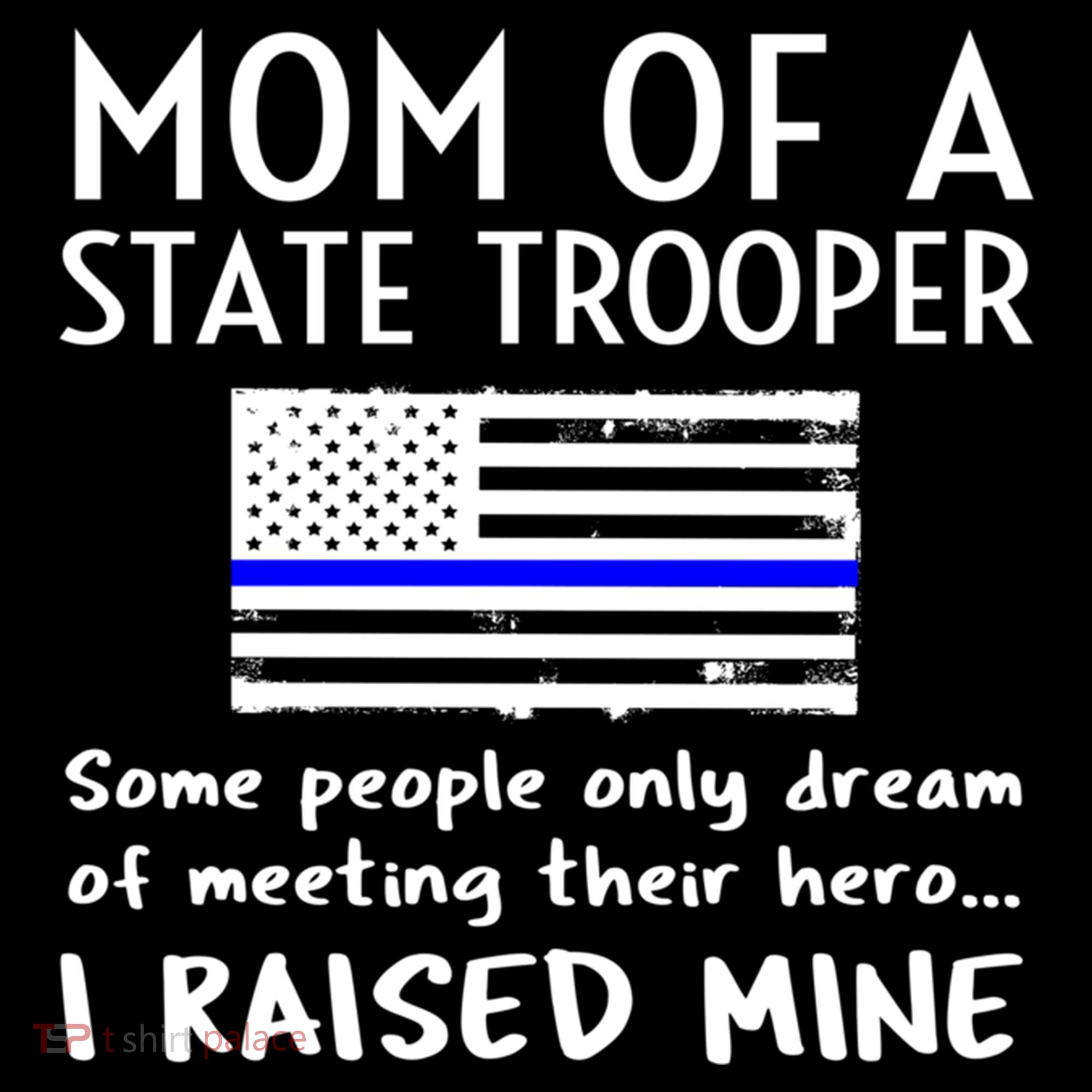 Proud State Trooper Mom Mother Thin Blue Line American Flag Cool Gift Women's Hoodie
