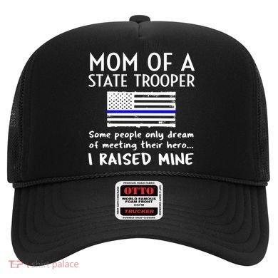 Proud State Trooper Mom Mother Thin Blue Line American Flag Cool Gift Hat