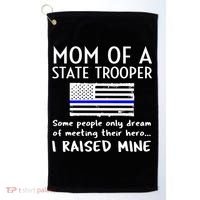 Proud State Trooper Mom Mother Thin Blue Line American Flag Cool Gift Golf Towel thumb 0