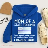 Proud State Trooper Mom Mother Thin Blue Line American Flag Cool Gift Hoodie thumb 4