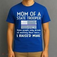 Proud State Trooper Mom Mother Thin Blue Line American Flag Cool Gift T-Shirt thumb 3