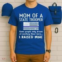 Proud State Trooper Mom Mother Thin Blue Line American Flag Cool Gift T-Shirt thumb 6
