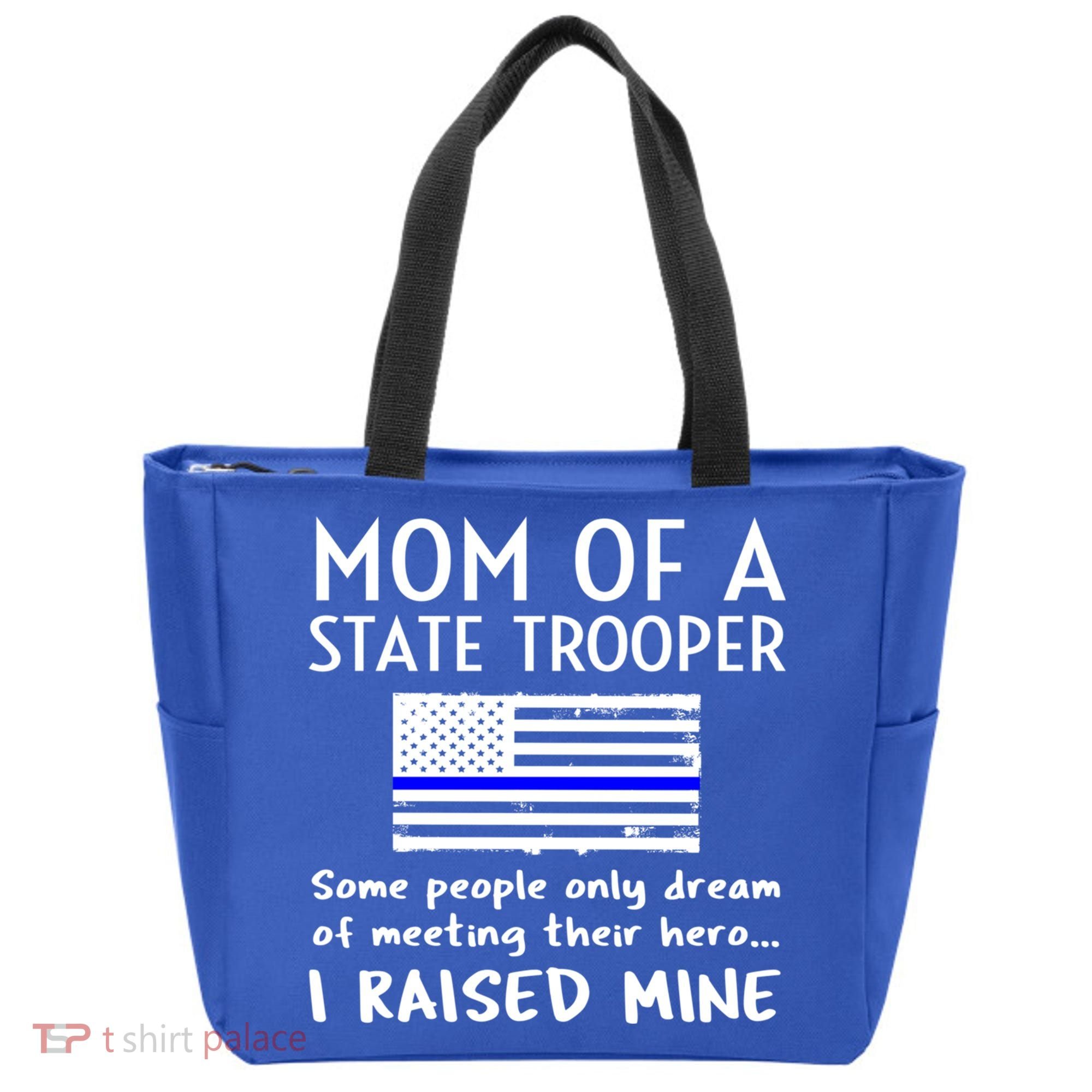 Proud State Trooper Mom Mother Thin Blue Line American Flag Cool Gift Tote Bag