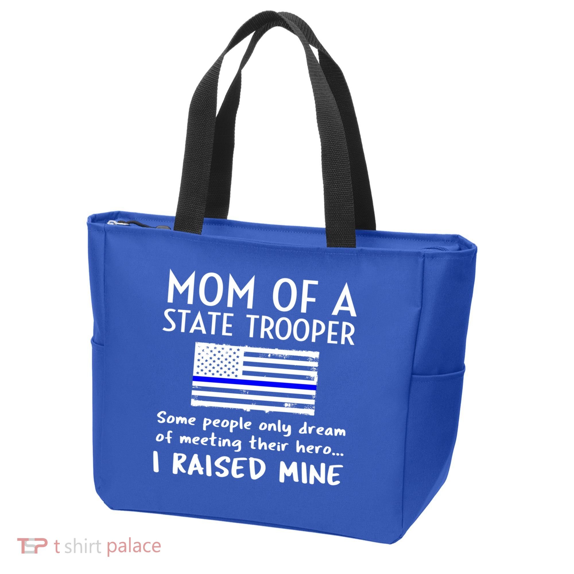 Proud State Trooper Mom Mother Thin Blue Line American Flag Cool Gift Tote Bag