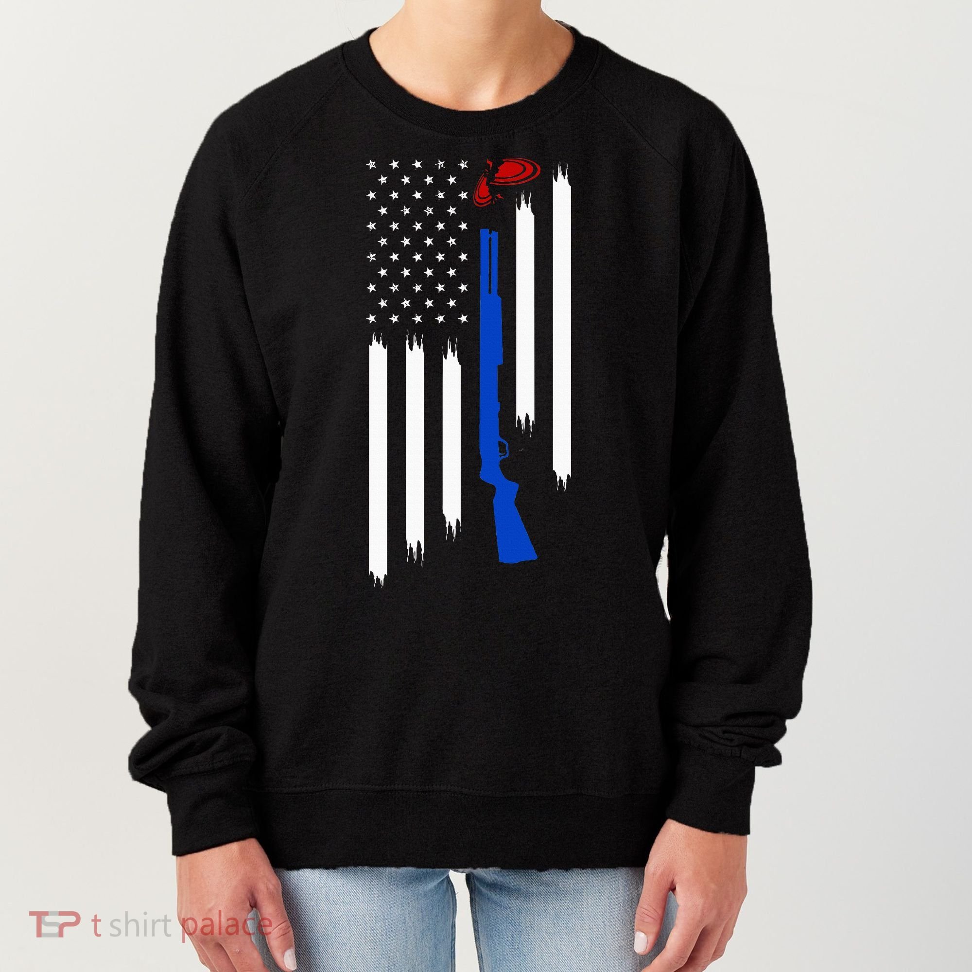 Patriotic Skeet Trap Clay Pigeon Shotgun Shooting Women's Sweatshirt