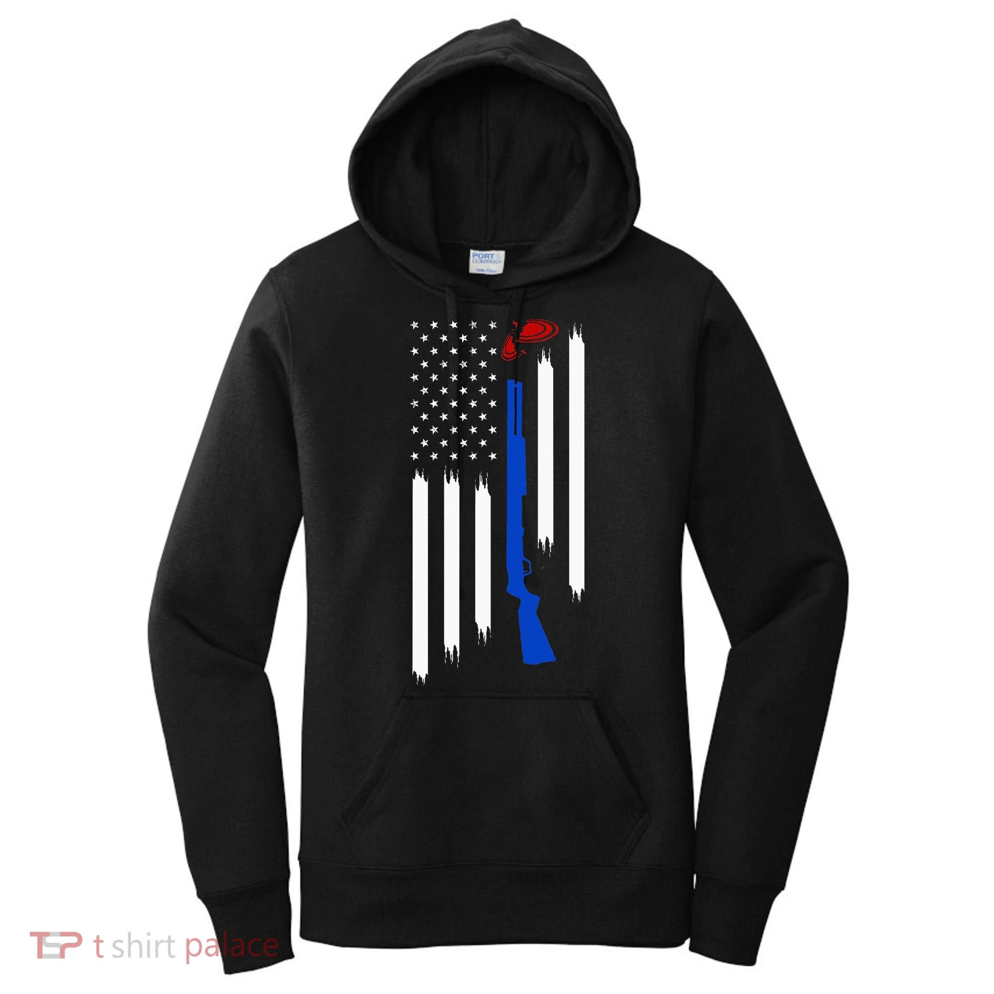 Patriotic Skeet Trap Clay Pigeon Shotgun Shooting Women's Hoodie