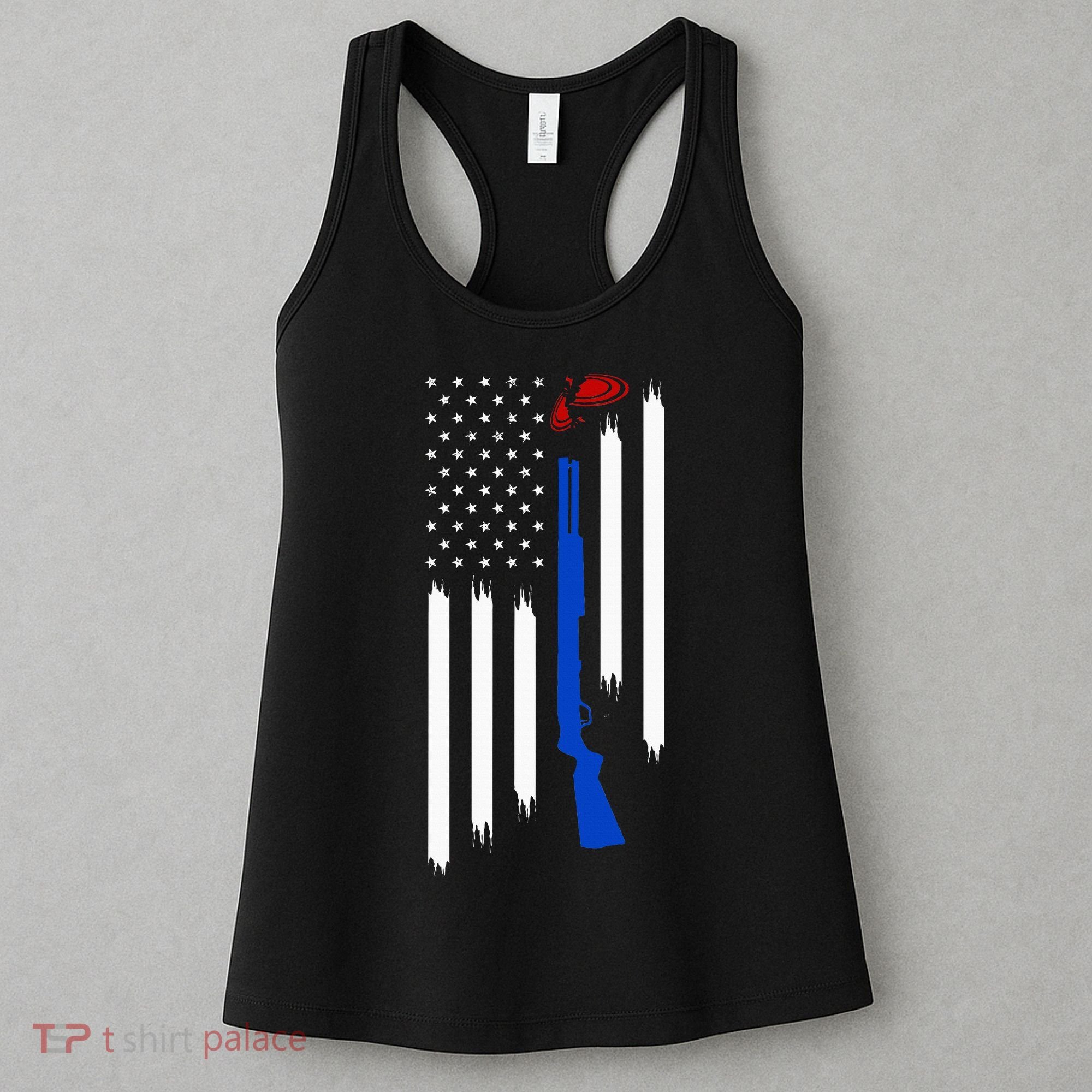 Patriotic Skeet Trap Clay Pigeon Shotgun Shooting Women's Tank Top
