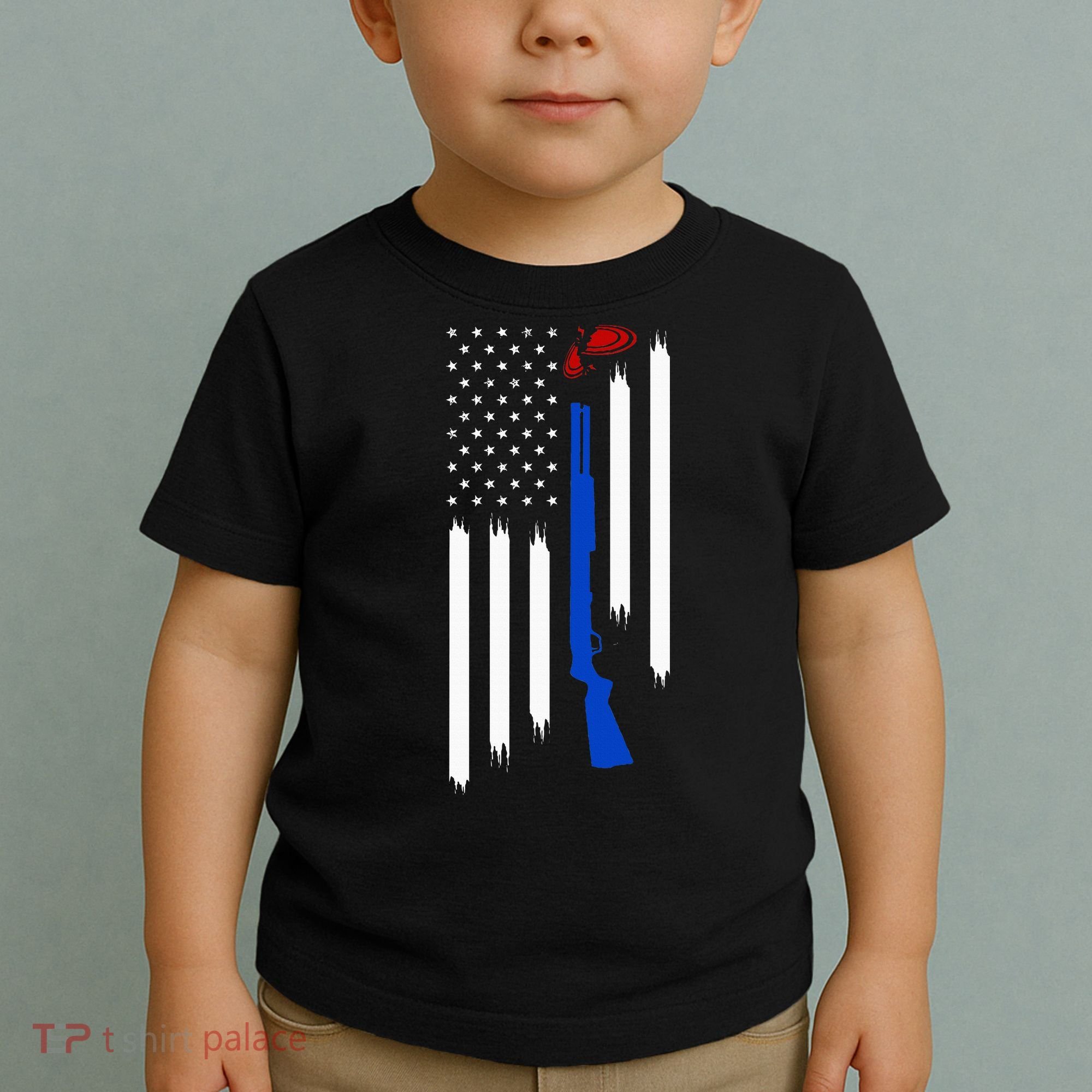 Patriotic Skeet Trap Clay Pigeon Shotgun Shooting Toddler T-Shirt