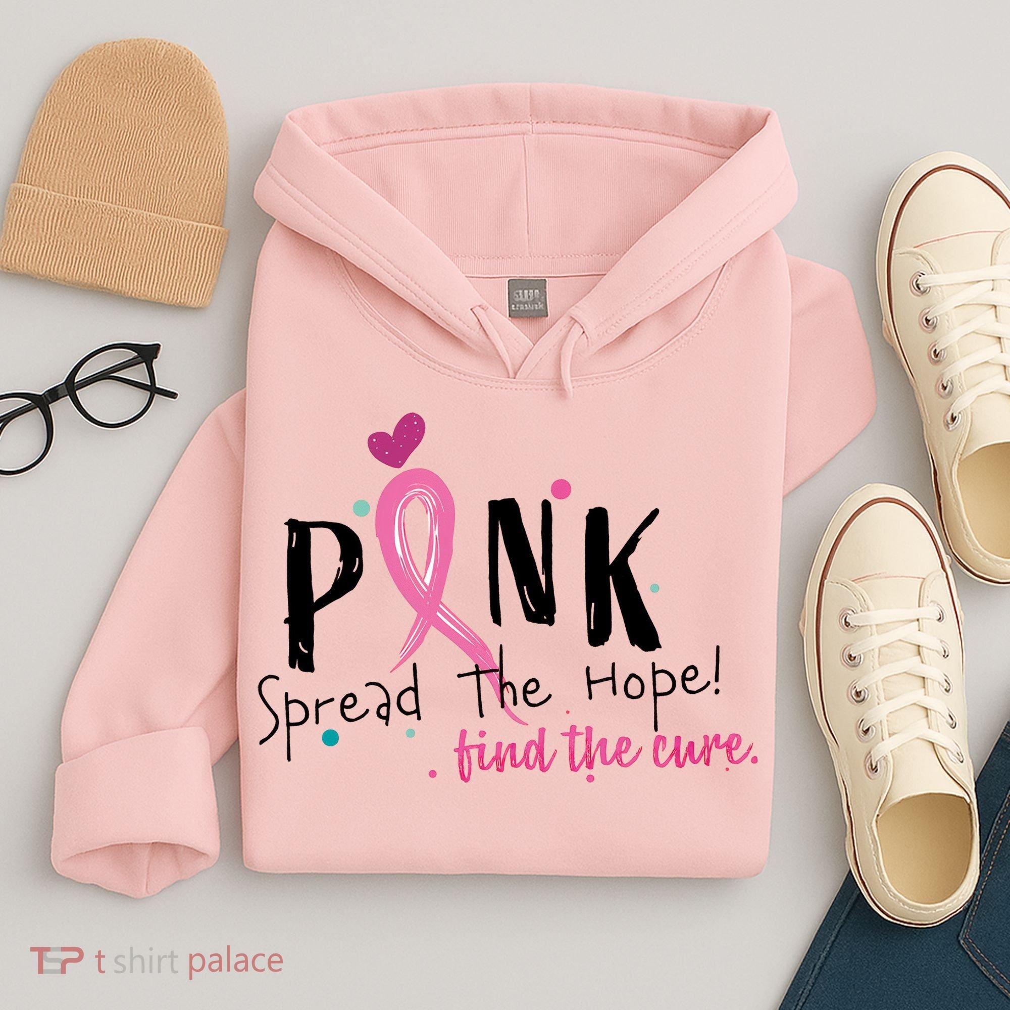 Pink Spread The Hope Time The Cure Breast Cancer Awareness Hoodie