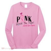 Pink Spread The Hope Time The Cure Breast Cancer Awareness Long Sleeve Shirt thumb 0