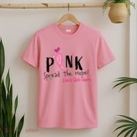 Pink Spread The Hope Time The Cure Breast Cancer Awareness T-Shirt thumb 2