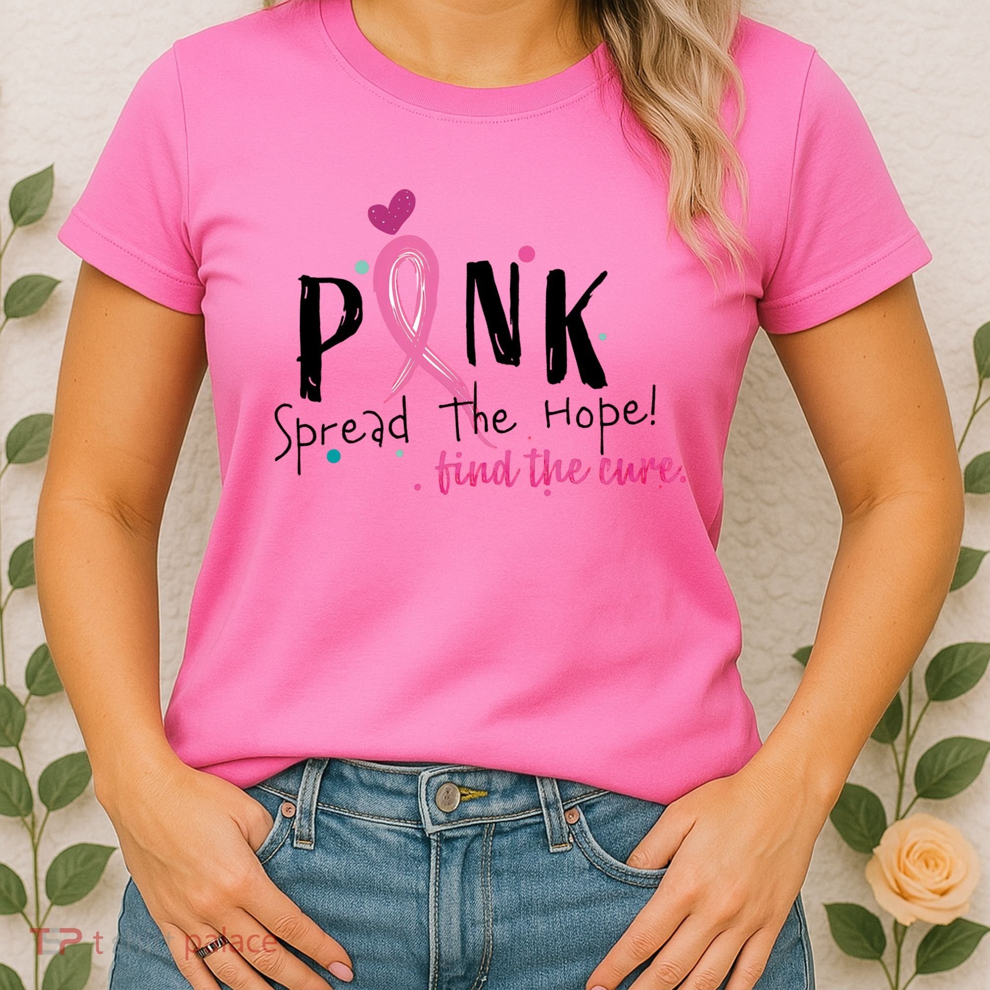 Pink Spread The Hope Time The Cure Breast Cancer Awareness Women's T-Shirt