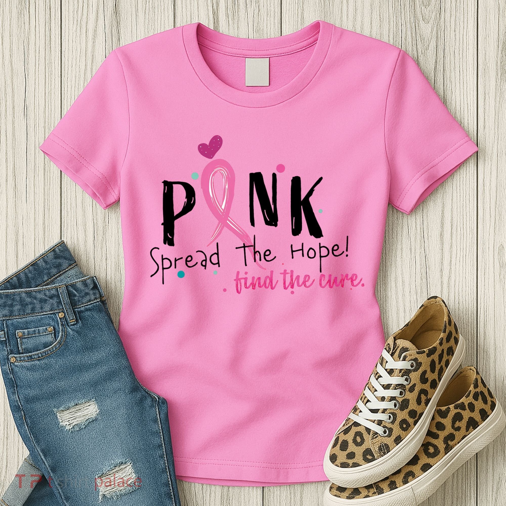Pink Spread The Hope Time The Cure Breast Cancer Awareness Women's T-Shirt