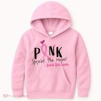 Pink Spread The Hope Time The Cure Breast Cancer Awareness Kids Hoodie thumb 0