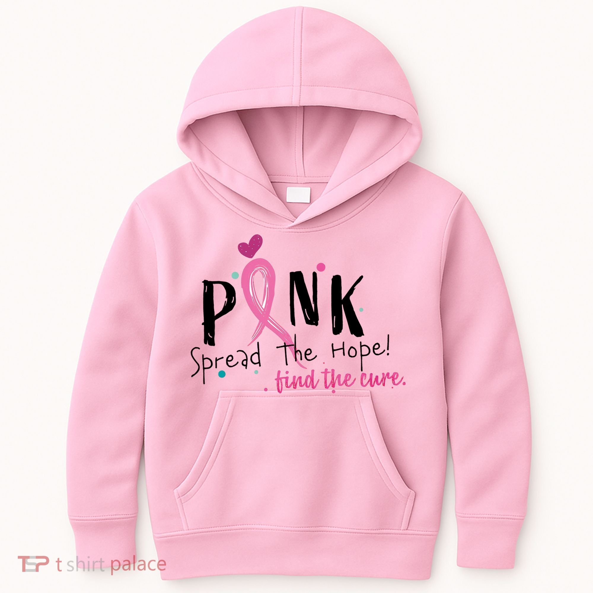 Pink Spread The Hope Time The Cure Breast Cancer Awareness Kids Hoodie