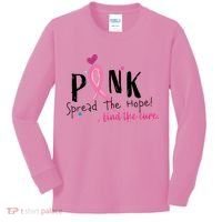 Pink Spread The Hope Time The Cure Breast Cancer Awareness Kids Long Sleeve Shirt thumb 0