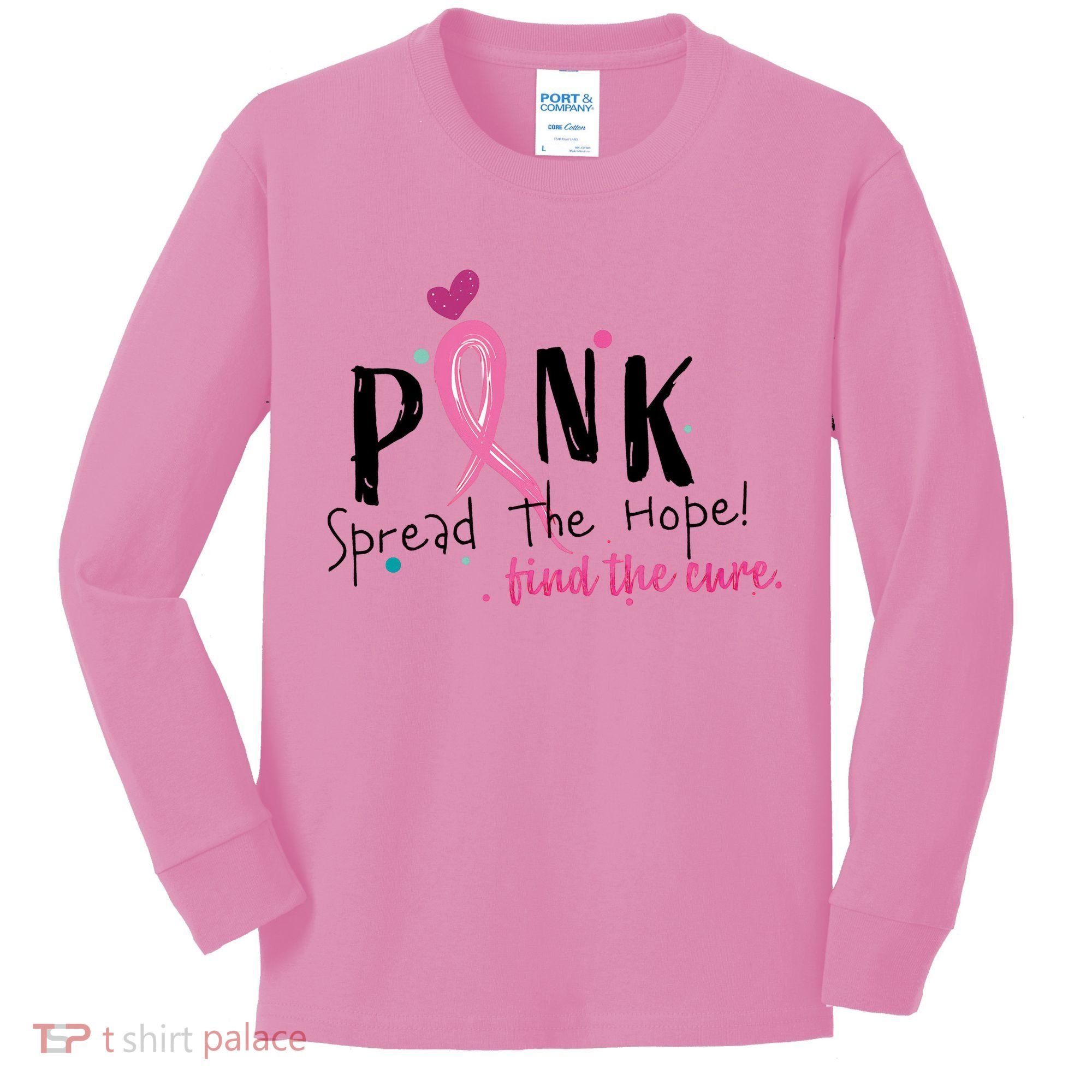 Pink Spread The Hope Time The Cure Breast Cancer Awareness Kids Long Sleeve Shirt