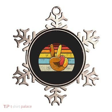 Peace Sign Turkey Hand Thanksgiving Retro Style Funny Ornament