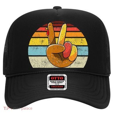 Peace Sign Turkey Hand Thanksgiving Retro Style Funny Hat