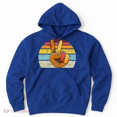Peace Sign Turkey Hand Thanksgiving Retro Style Funny Hoodie