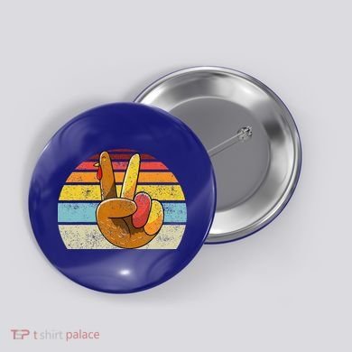 Peace Sign Turkey Hand Thanksgiving Retro Style Funny Button