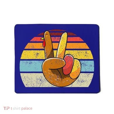 Peace Sign Turkey Hand Thanksgiving Retro Style Funny Mousepad