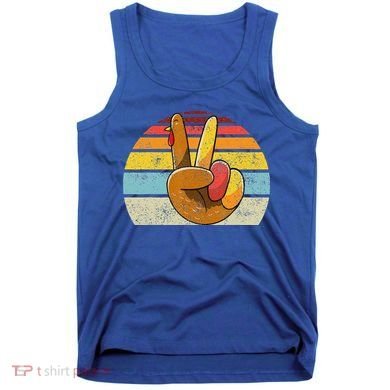 Peace Sign Turkey Hand Thanksgiving Retro Style Funny Tank Top