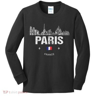 Paris Souvenir Travel Kids Long Sleeve Shirt