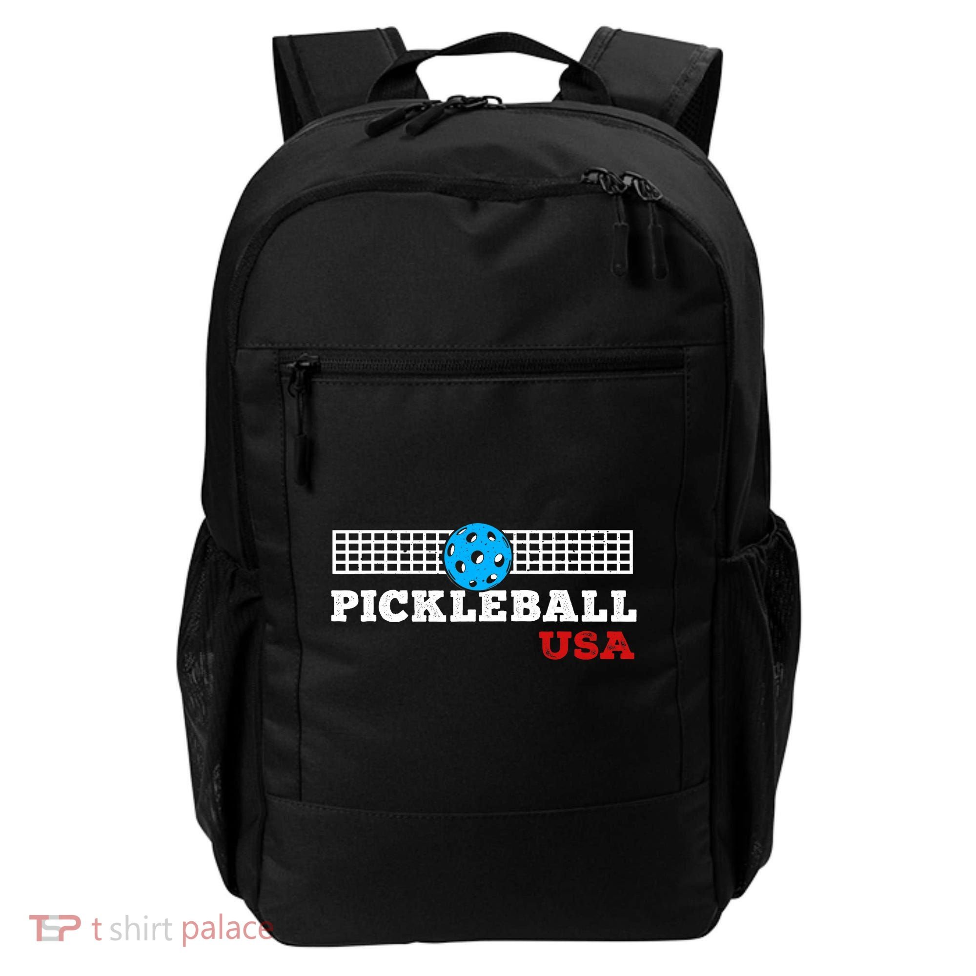Pickleball Support The Team Pickleball Player USA Flag Backpack