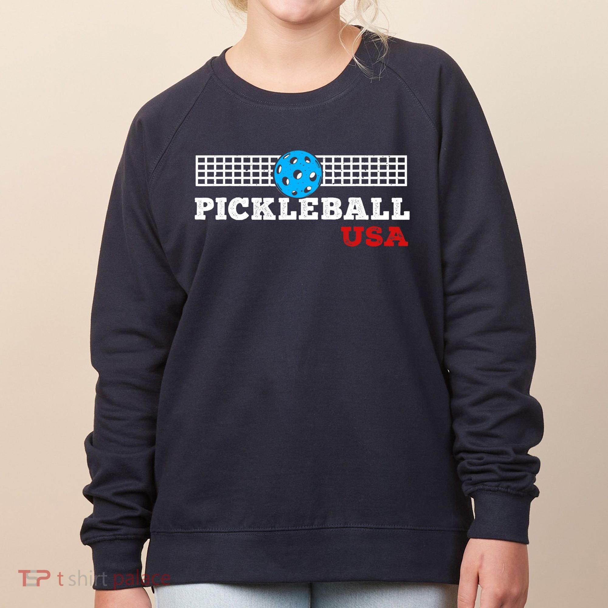 Pickleball Support The Team Pickleball Player USA Flag Women's Sweatshirt