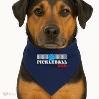 Pickleball Support The Team Pickleball Player USA Flag USA-Made Doggie Bandana thumb 1