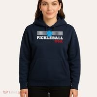 Pickleball Support The Team Pickleball Player USA Flag Hoodie thumb 5