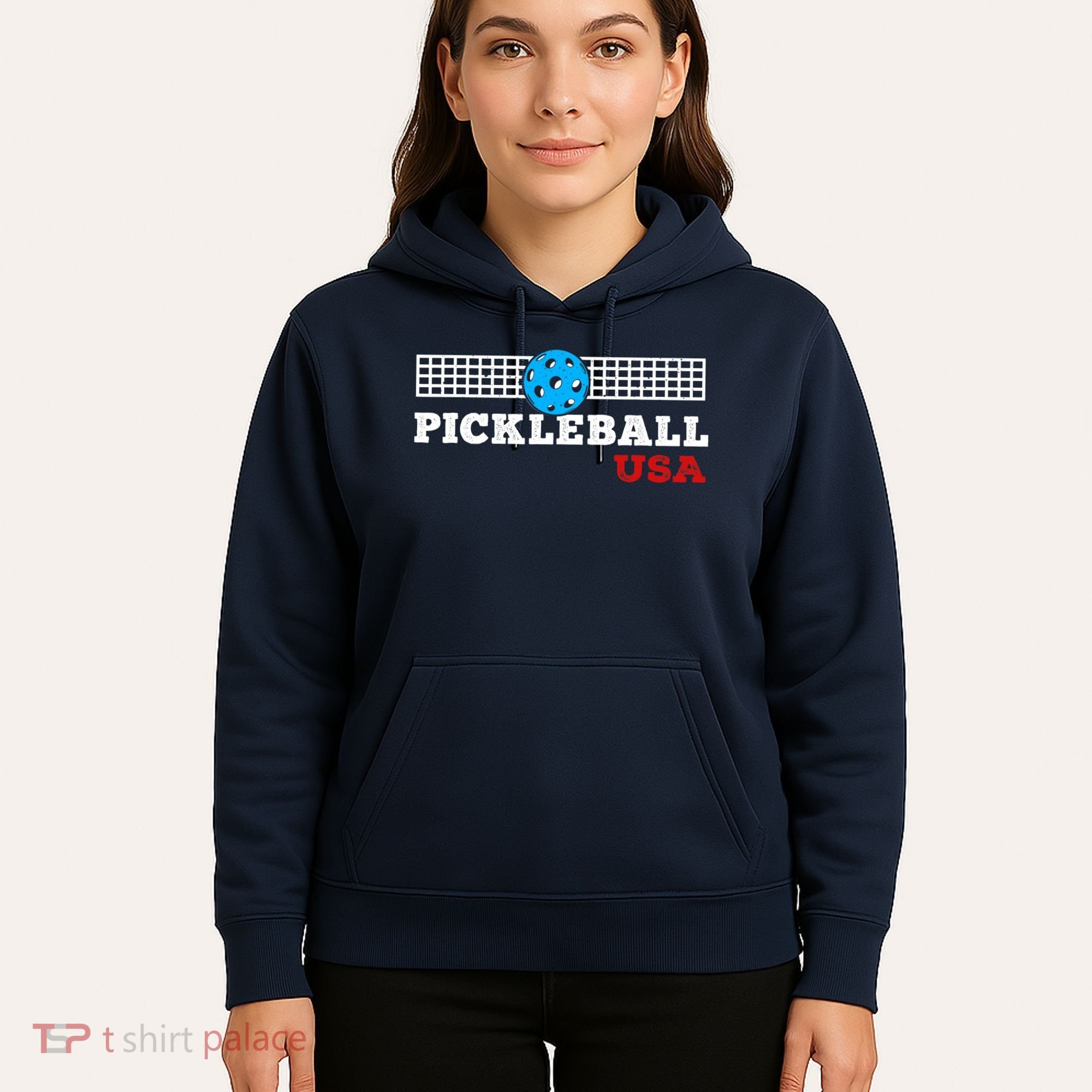Pickleball Support The Team Pickleball Player USA Flag Hoodie