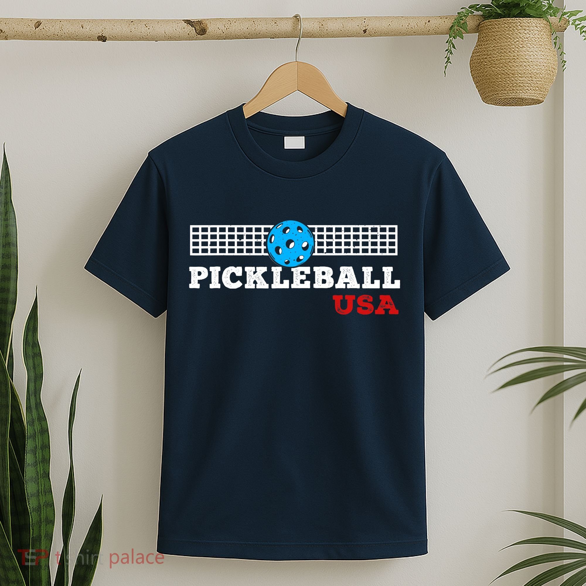 Pickleball Support The Team Pickleball Player USA Flag T-Shirt