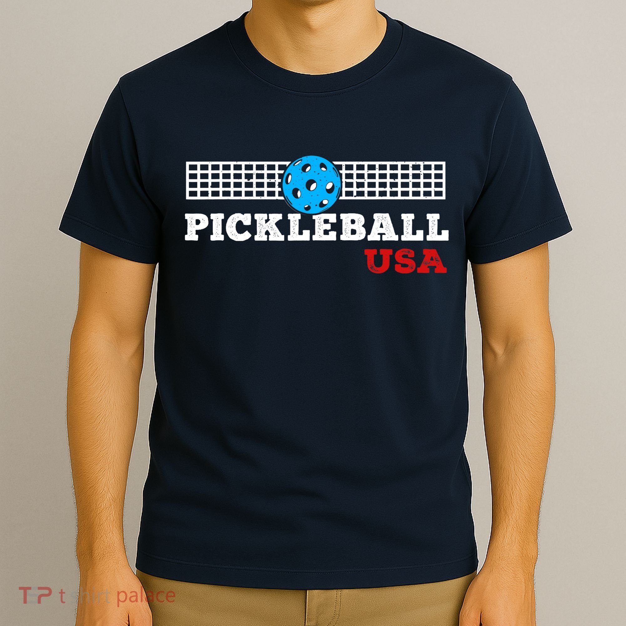Pickleball Support The Team Pickleball Player USA Flag T-Shirt