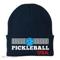 Pickleball Support The Team Pickleball Player USA Flag Beanie thumb 0