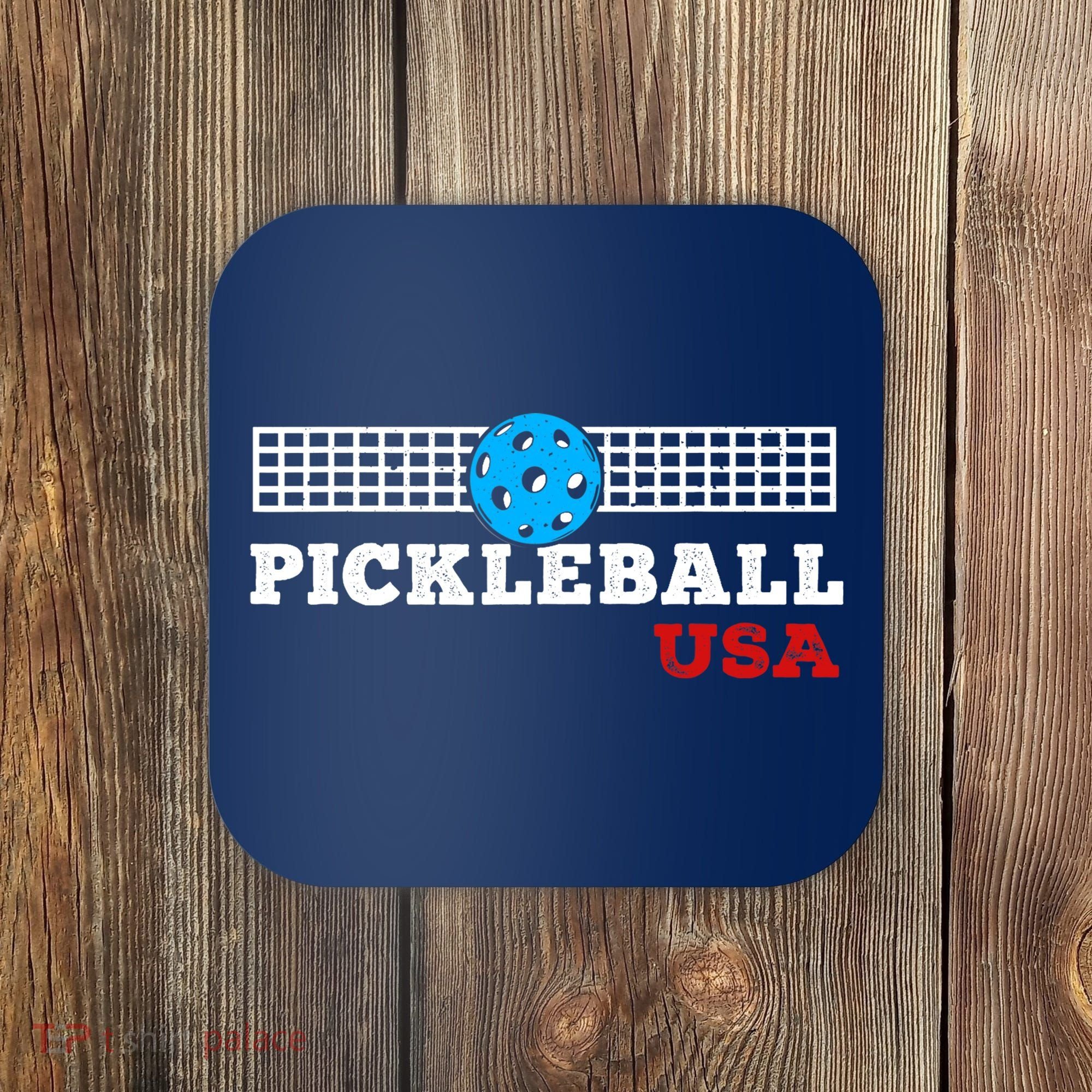 Pickleball Support The Team Pickleball Player USA Flag Coaster