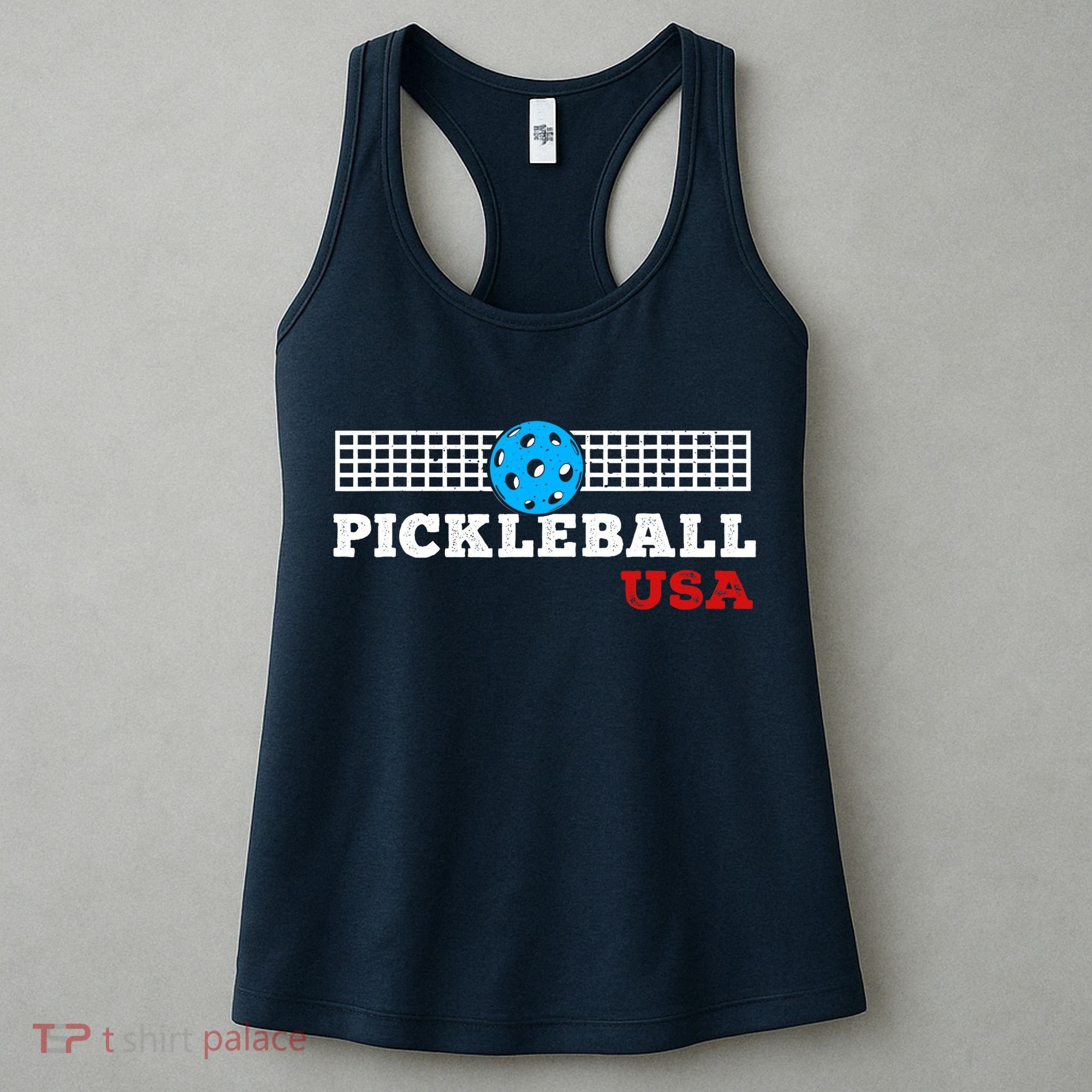 Pickleball Support The Team Pickleball Player USA Flag Women's Tank Top