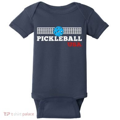 Pickleball Support The Team Pickleball Player USA Flag Baby Bodysuit