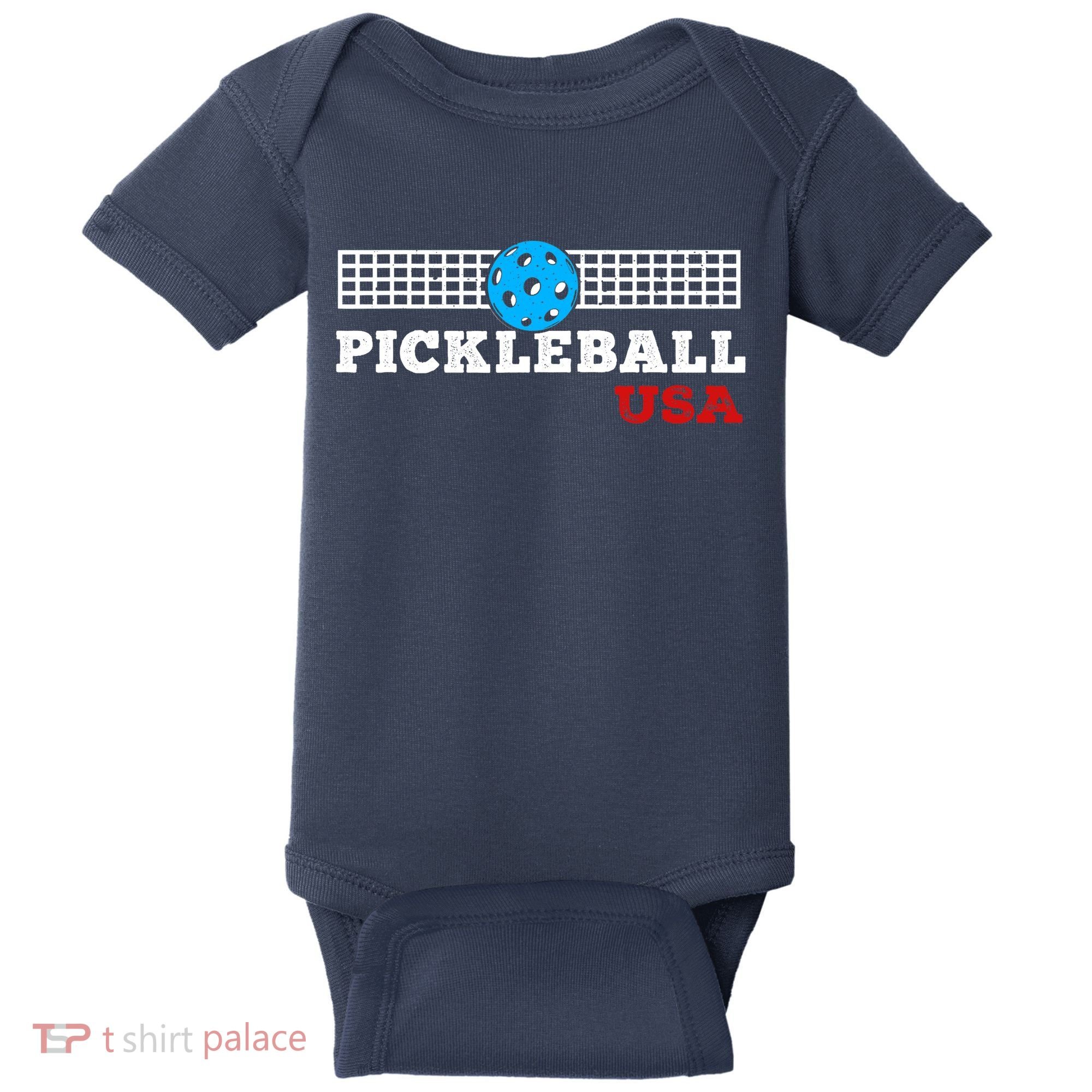 Pickleball Support The Team Pickleball Player USA Flag Baby Bodysuit