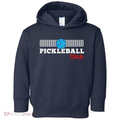Pickleball Support The Team Pickleball Player USA Flag Toddler Hoodie