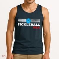 Pickleball Support The Team Pickleball Player USA Flag Tank Top thumb 3