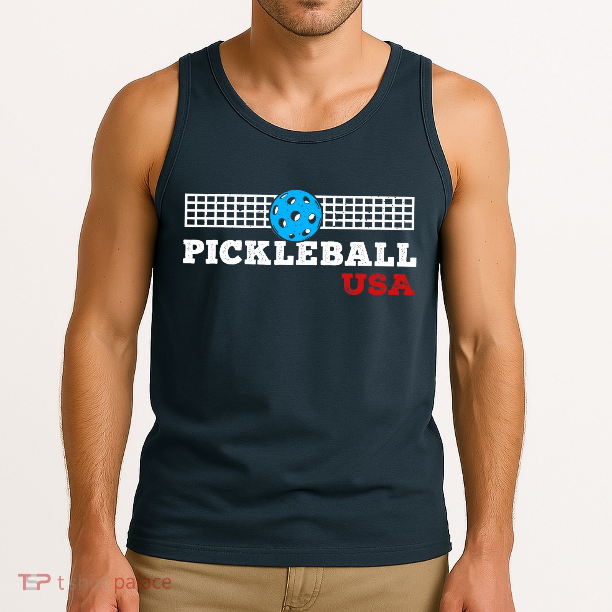 Pickleball Support The Team Pickleball Player USA Flag Tank Top