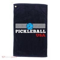 Pickleball Support The Team Pickleball Player USA Flag Golf Towel thumb 0