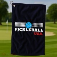 Pickleball Support The Team Pickleball Player USA Flag Golf Towel thumb 1