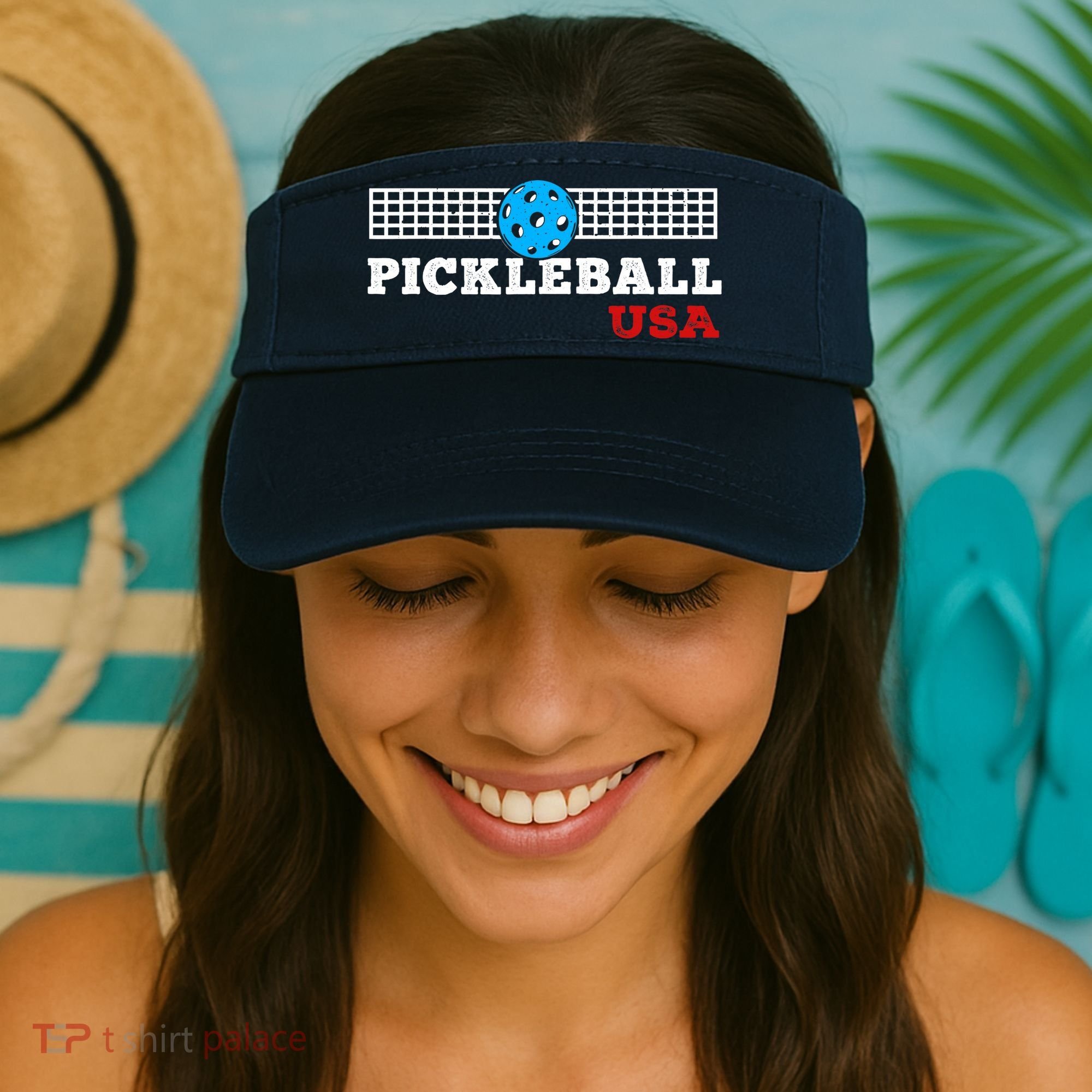 Pickleball Support The Team Pickleball Player USA Flag Visor