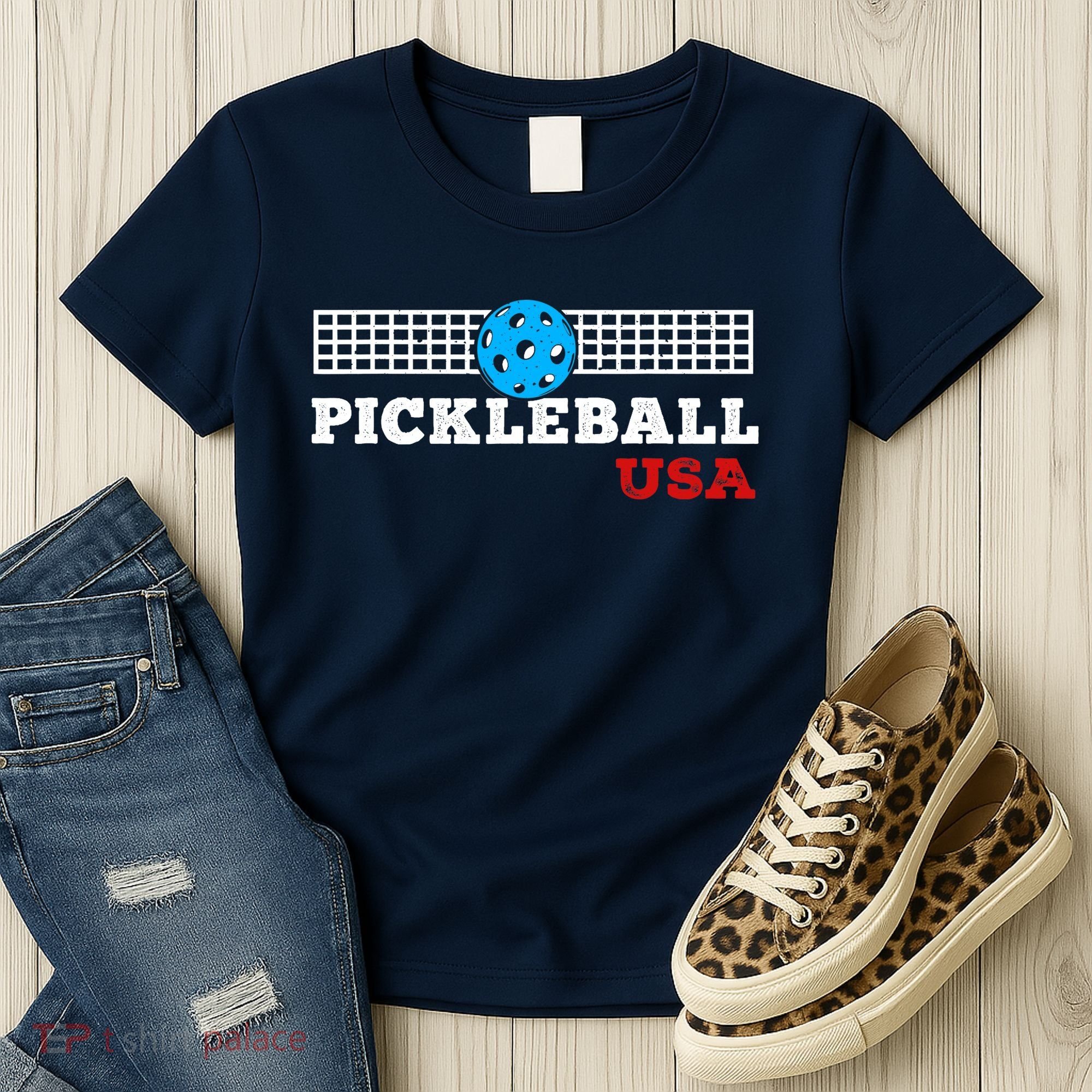 Pickleball Support The Team Pickleball Player USA Flag Women's T-Shirt