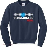 Pickleball Support The Team Pickleball Player USA Flag Kids Sweatshirt thumb 0