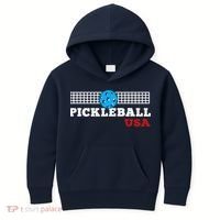 Pickleball Support The Team Pickleball Player USA Flag Kids Hoodie thumb 0