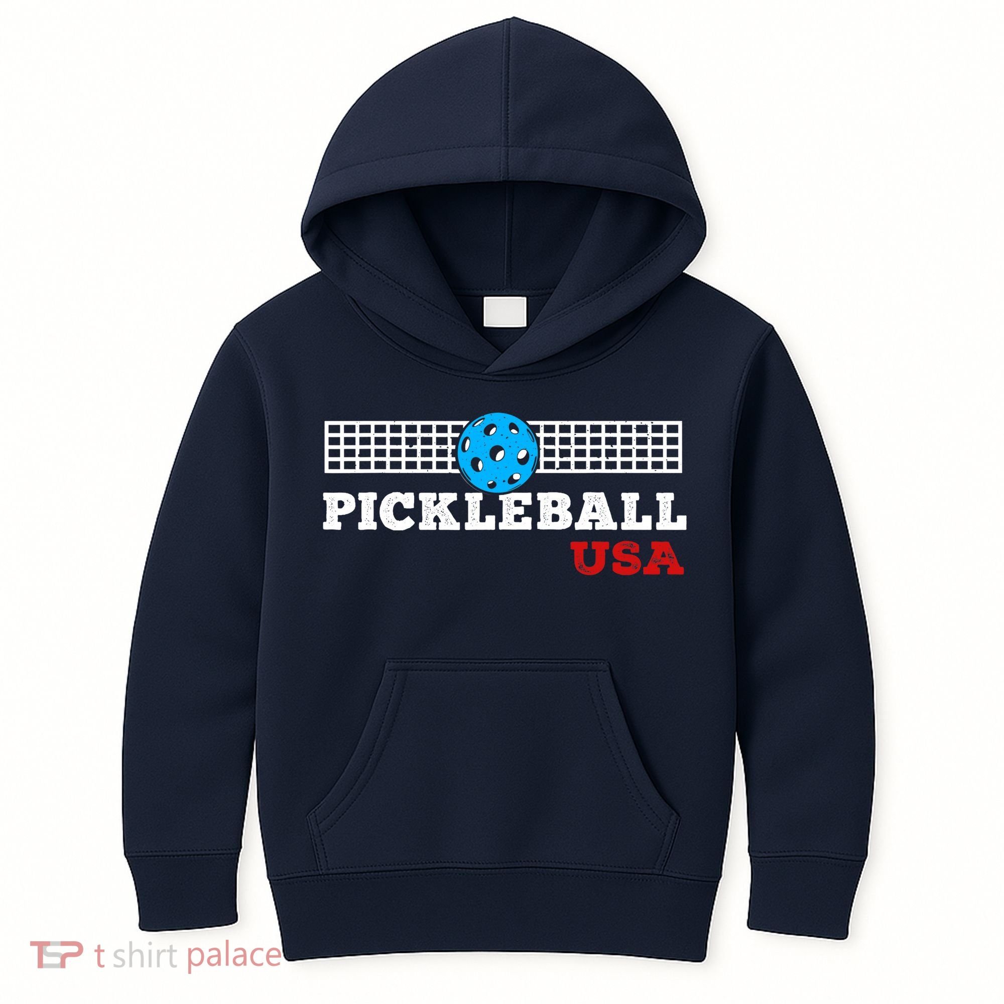 Pickleball Support The Team Pickleball Player USA Flag Kids Hoodie